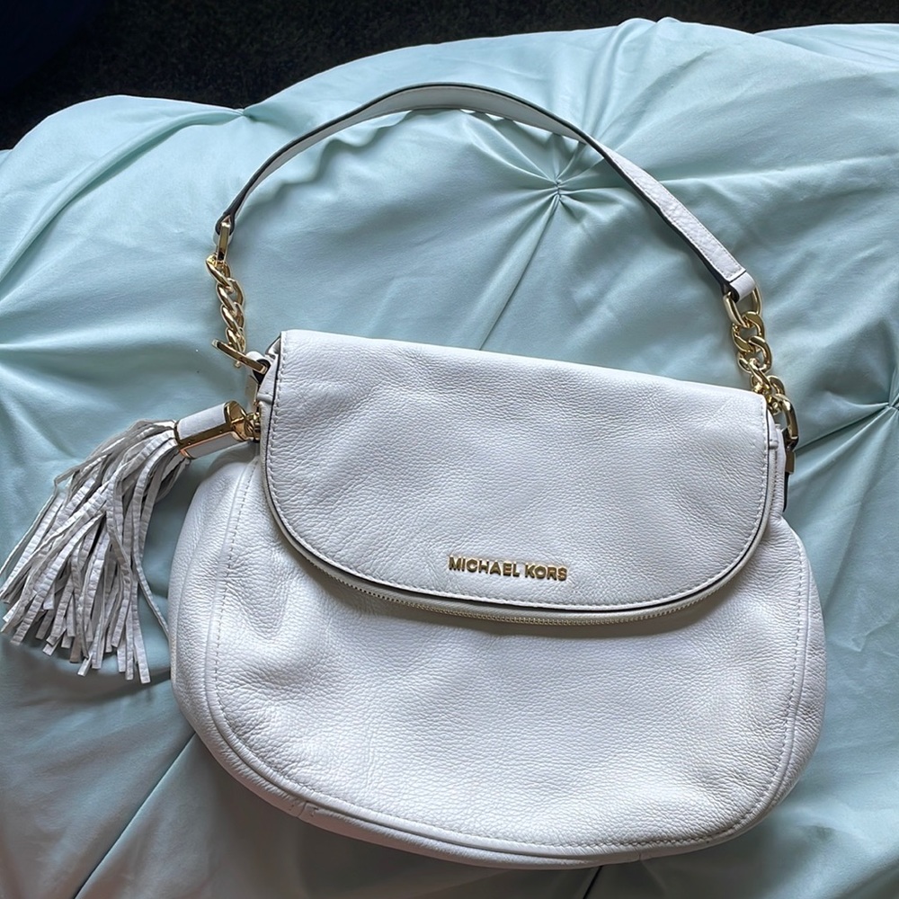 Michael Kors White Fringe Shoulder Bag